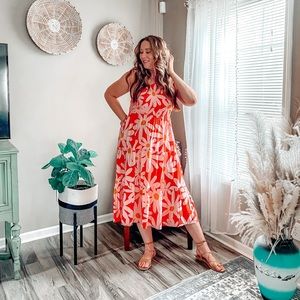 One shoulder floral midi dress NWT